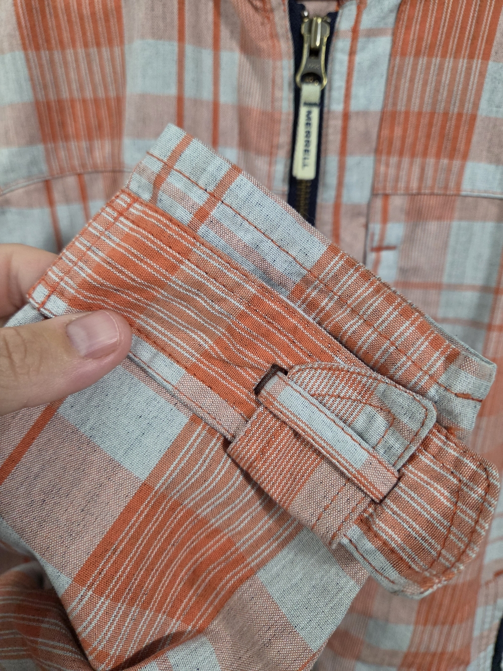 Merrell Orange and White Plaid Zip Jacket - Picture 3 of 8